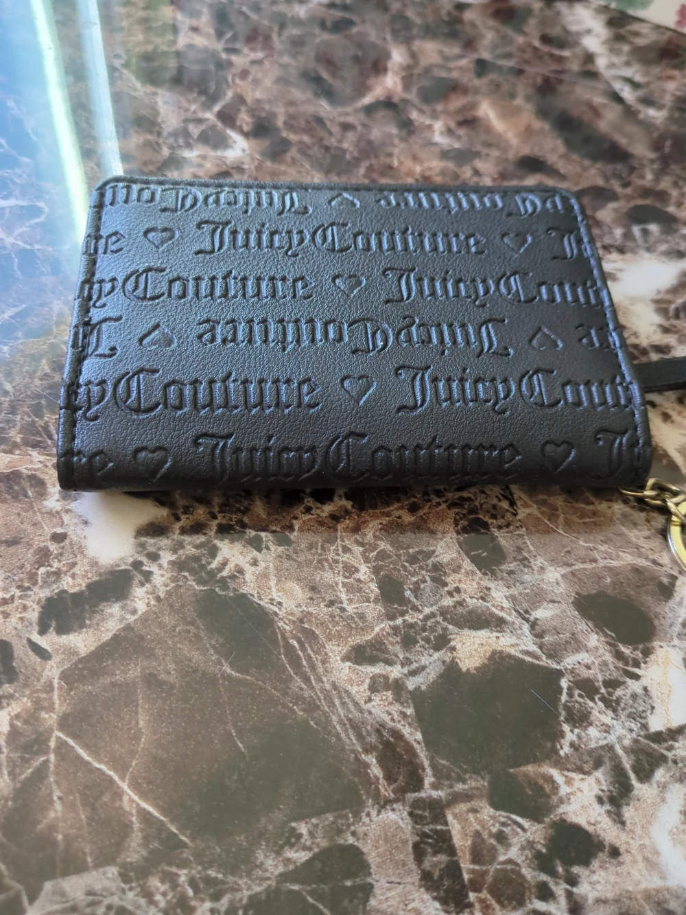 Juicy Couture Black Embossed Card‎ Holder Keychain
